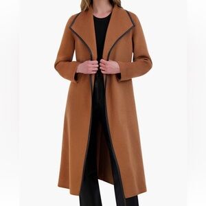 Tahari Tan Trench Coat with Black Accents